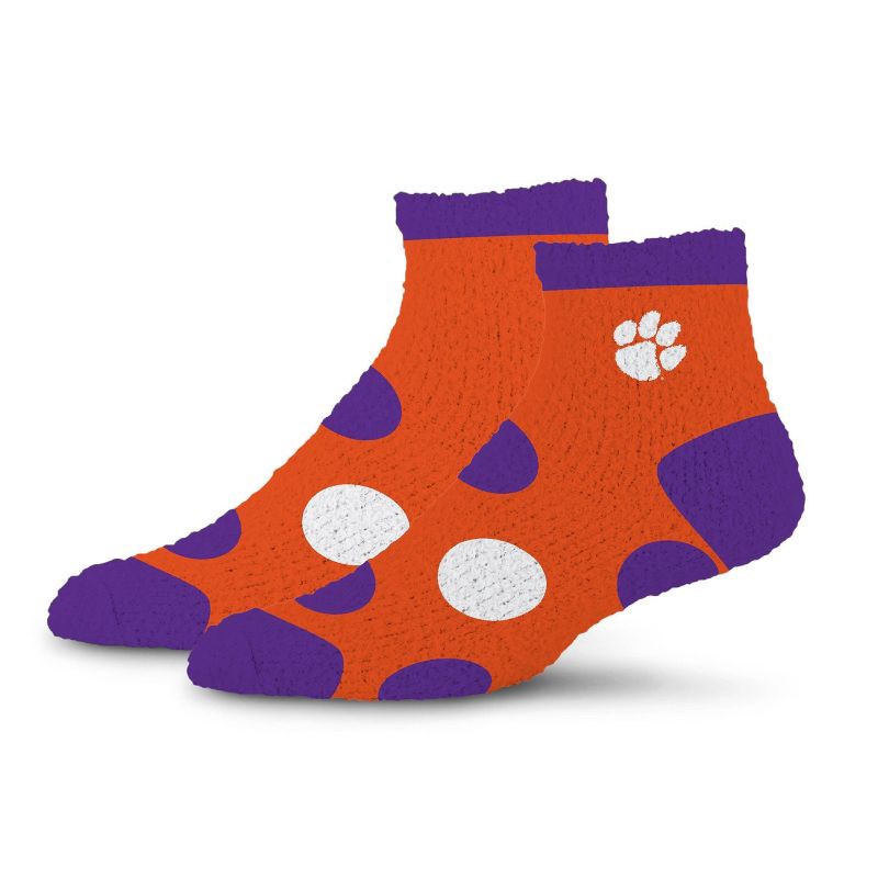 slide 1 of 3, NCAA Clemson Tigers Big Dot Fuzzy Sleep Soft Socks, 1 ct