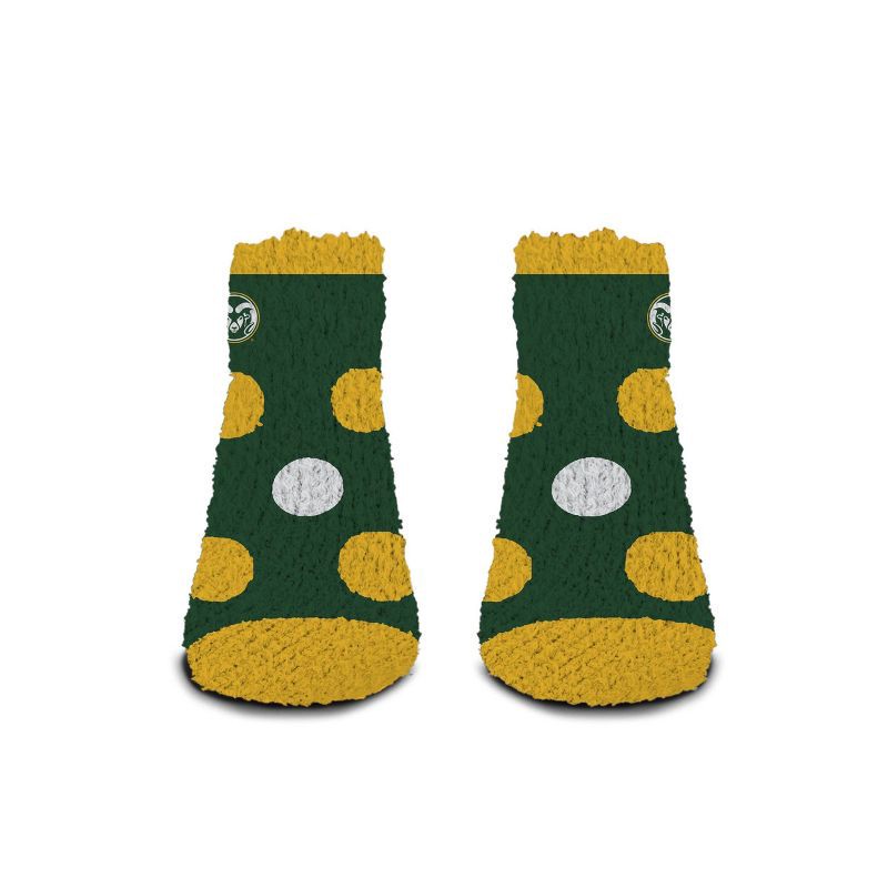 slide 2 of 3, NCAA Colorado State Rams Big Dot Fuzzy Sleep Soft Socks: Ankle Knit Polka Dot Design, 1 ct