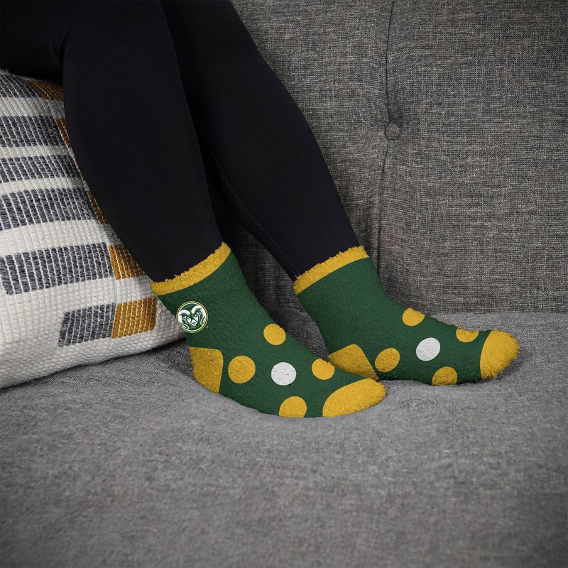 slide 3 of 3, NCAA Colorado State Rams Big Dot Fuzzy Sleep Soft Socks: Ankle Knit Polka Dot Design, 1 ct