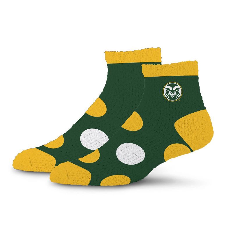 slide 1 of 3, NCAA Colorado State Rams Big Dot Fuzzy Sleep Soft Socks: Ankle Knit Polka Dot Design, 1 ct