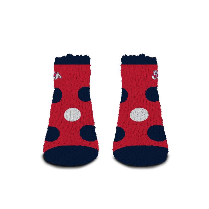 slide 2 of 3, NCAA Cal State Fresno Bulldogs Big Dot Fuzzy Sleep Soft Socks: Ankle Knit Polka Dot Design, 1 ct