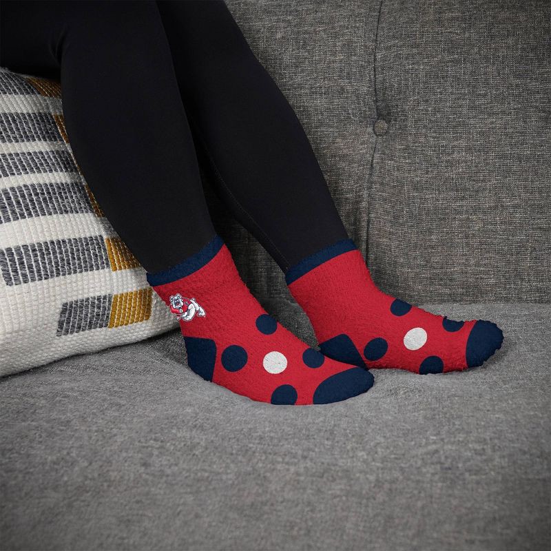 slide 3 of 3, NCAA Cal State Fresno Bulldogs Big Dot Fuzzy Sleep Soft Socks: Ankle Knit Polka Dot Design, 1 ct