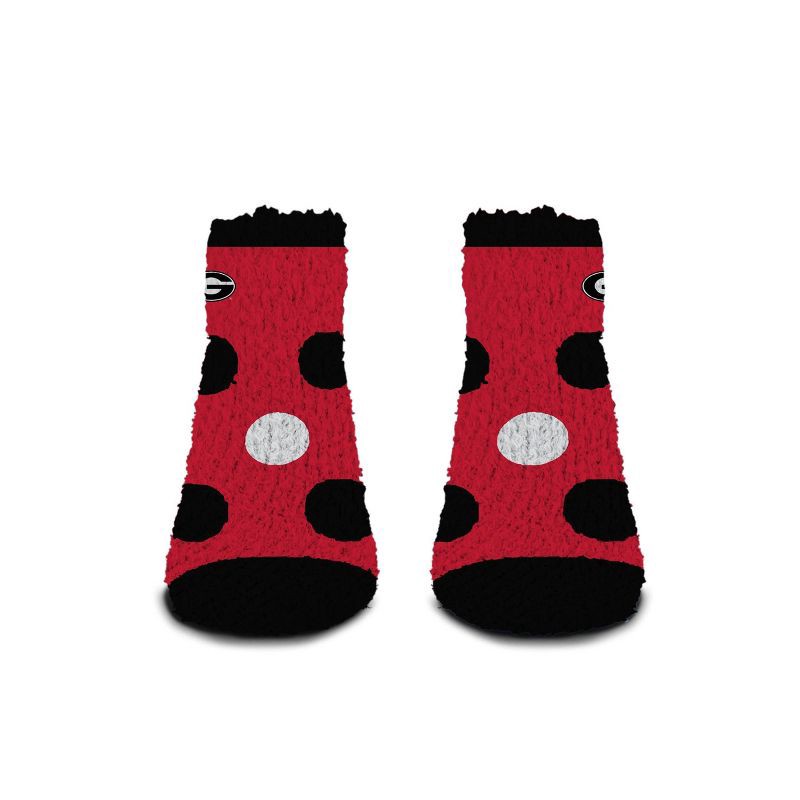 slide 2 of 3, NCAA Georgia Bulldogs Big Dot Fuzzy Sleep Soft Socks: Ankle Knit Polka Dot Design, 1 ct