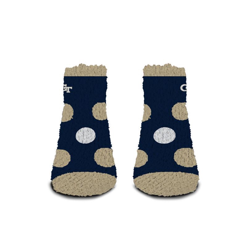 slide 3 of 3, NCAA Georgia Tech Yellow Jackets Big Dot Fuzzy Sleep Soft Socks: Ankle Knit Polka Dot, 1 ct