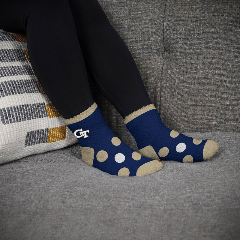 slide 2 of 3, NCAA Georgia Tech Yellow Jackets Big Dot Fuzzy Sleep Soft Socks: Ankle Knit Polka Dot, 1 ct