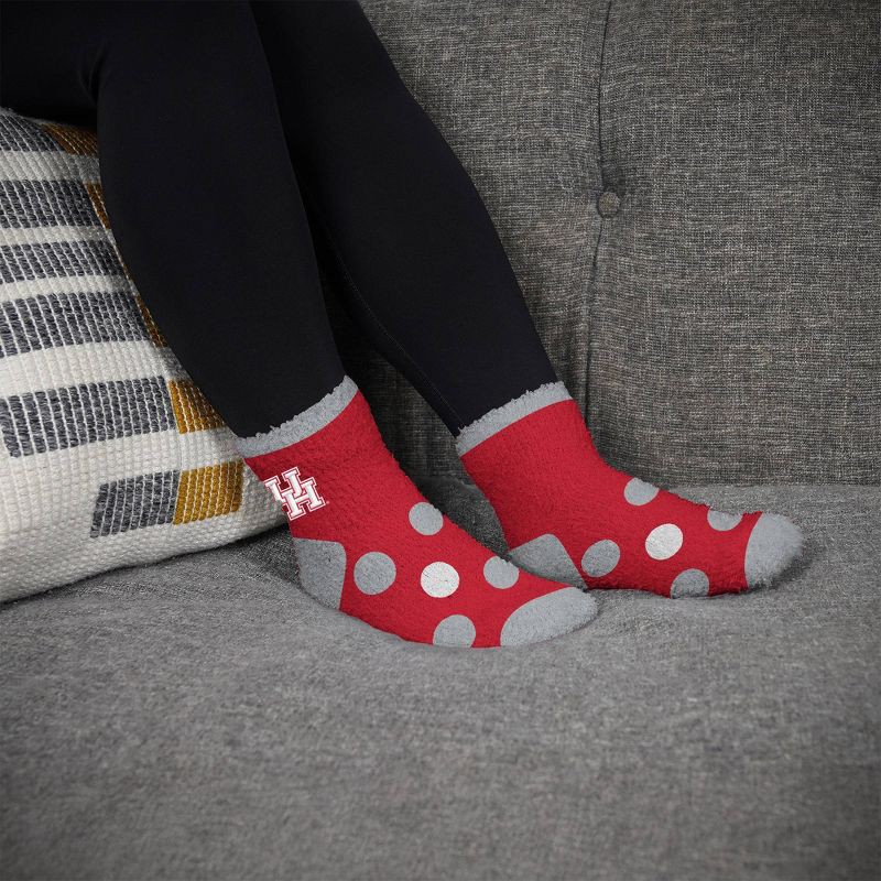 slide 3 of 3, NCAA Houston Cougars Big Dot Fuzzy Sleep Soft Socks: Ankle Knit Polka Dot Design, 1 ct