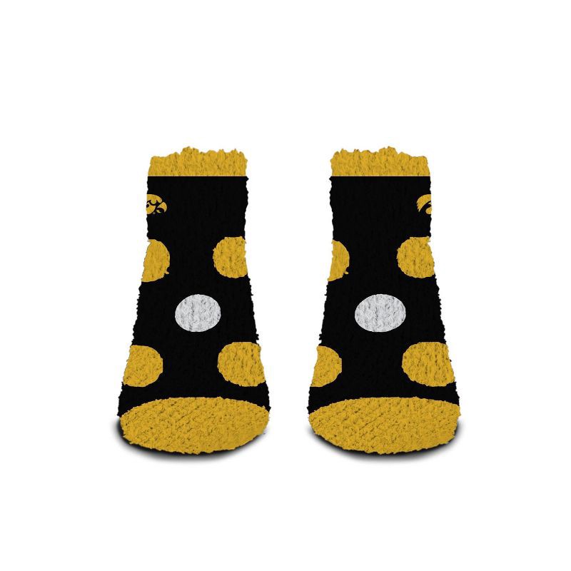 slide 2 of 3, NCAA Iowa Hawkeyes Big Dot Fuzzy Sleep Soft Socks: Ankle Knit Polka Dot Design, 1 ct