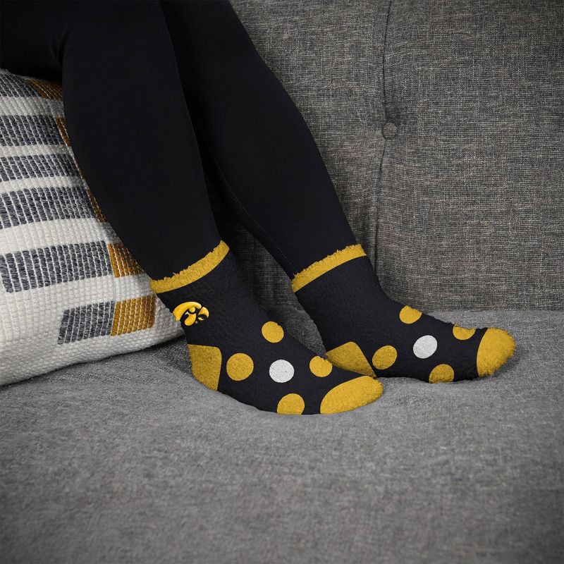 slide 3 of 3, NCAA Iowa Hawkeyes Big Dot Fuzzy Sleep Soft Socks: Ankle Knit Polka Dot Design, 1 ct