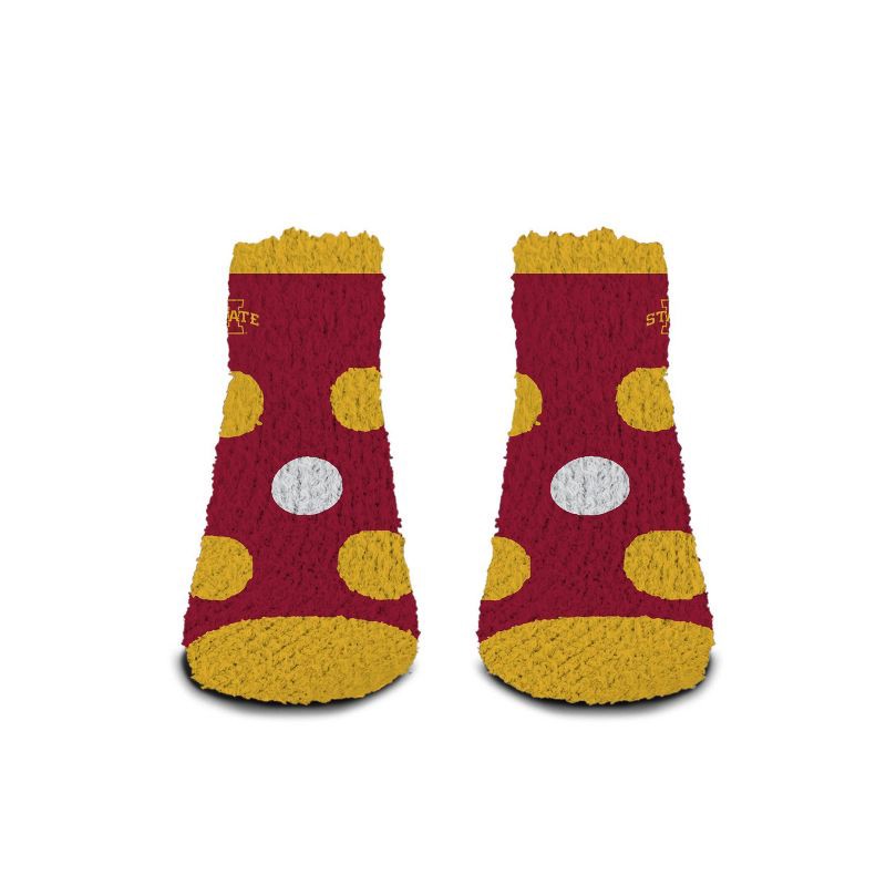 slide 2 of 3, NCAA Iowa State Cyclones Big Dot Fuzzy Sleep Soft Socks: Ankle Knit Polka Dot Design, 1 ct