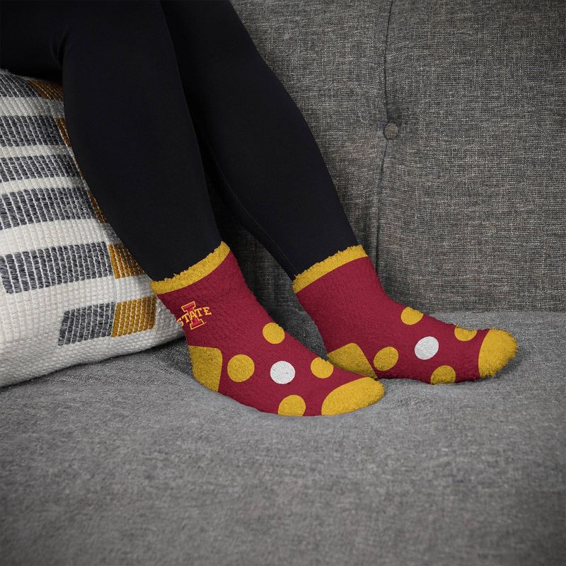 slide 3 of 3, NCAA Iowa State Cyclones Big Dot Fuzzy Sleep Soft Socks: Ankle Knit Polka Dot Design, 1 ct