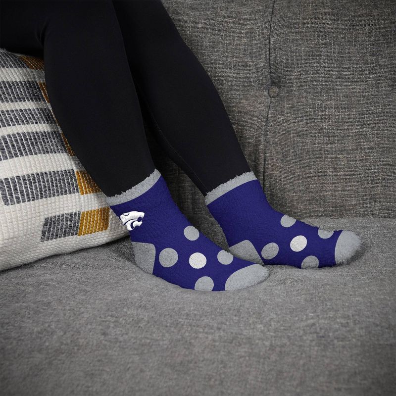 slide 3 of 3, NCAA Kansas State Wildcats Big Dot Fuzzy Sleep Soft Socks: Ankle Knit Polka Dot Design, 1 ct