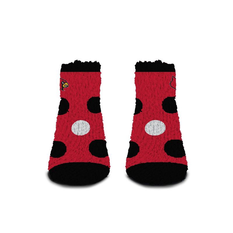 slide 2 of 3, NCAA Louisville Cardinals Big Dot Fuzzy Sleep Soft Socks: Polka Dot Knit Ankle Apparel, 1 ct