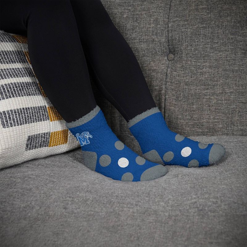 slide 2 of 3, NCAA Memphis Tigers Big Dot Fuzzy Sleep Soft Socks: Polka Dot Knit Ankle Apparel, 1 ct