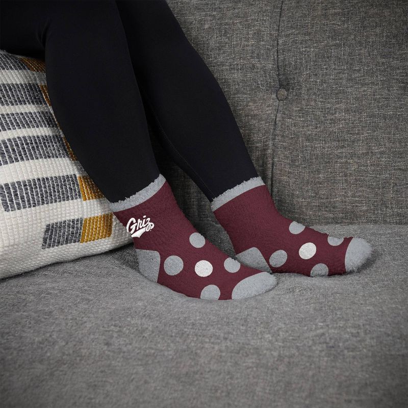 slide 3 of 3, NCAA Montana Grizzlies Big Dot Fuzzy Sleep Soft Socks: Polka Dot Knit Ankle Apparel, 1 ct