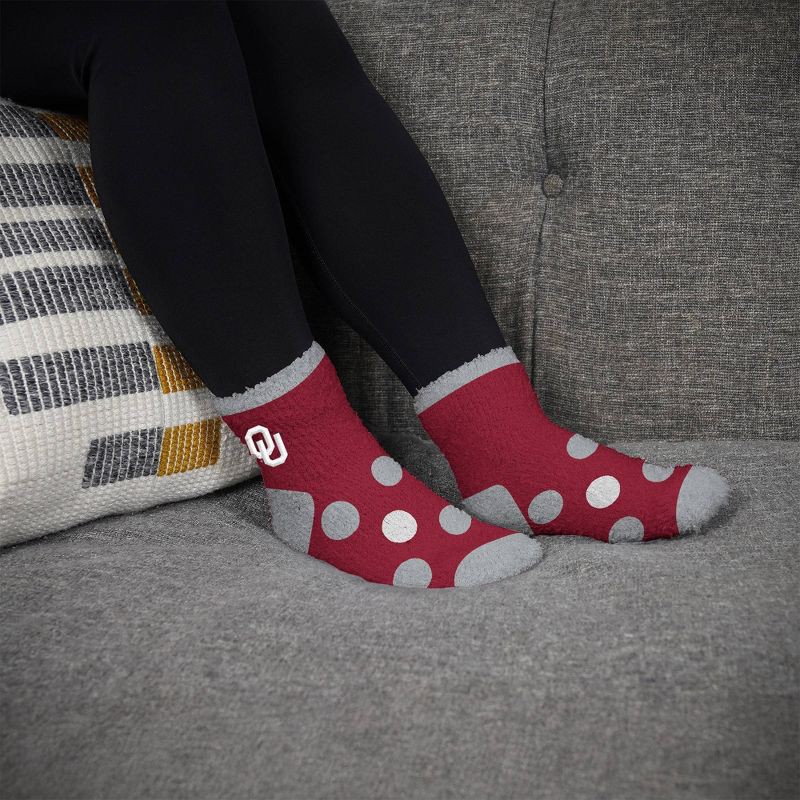 slide 3 of 3, NCAA Oklahoma Sooners Big Dot Fuzzy Sleep Soft Socks, 1 ct