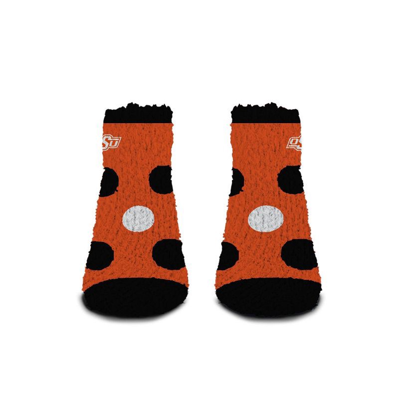 slide 3 of 3, NCAA Oklahoma State Cowboys Big Dot Fuzzy Sleep Soft Socks: Polka Dot Knit Ankle Apparel, 1 ct