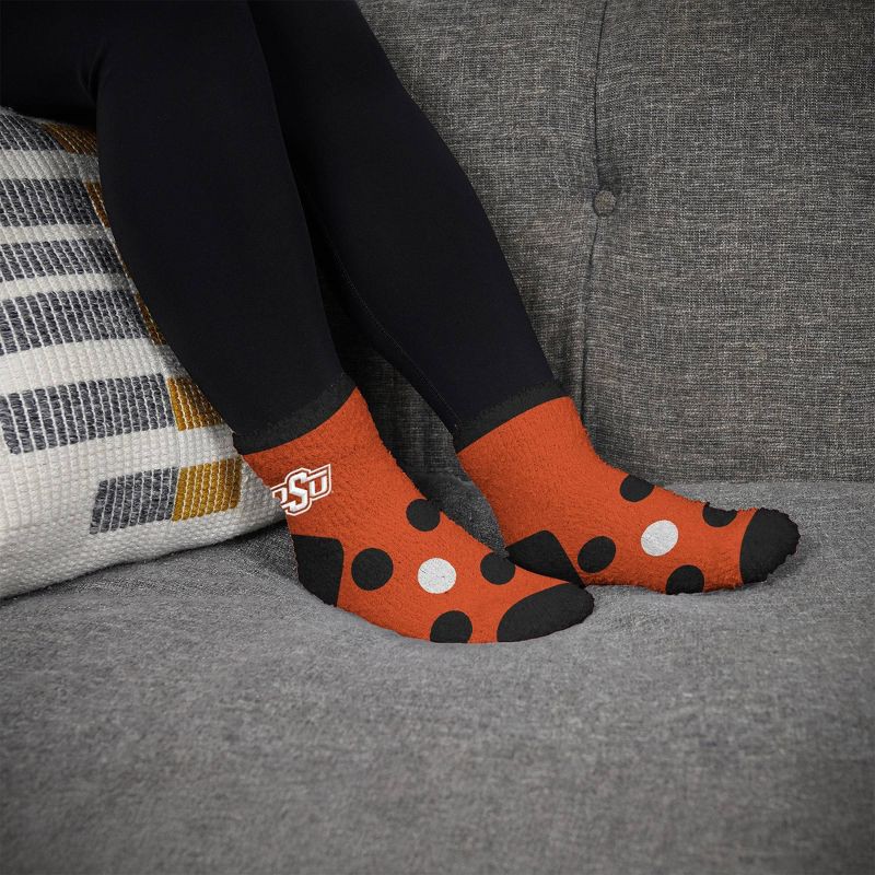 slide 2 of 3, NCAA Oklahoma State Cowboys Big Dot Fuzzy Sleep Soft Socks: Polka Dot Knit Ankle Apparel, 1 ct