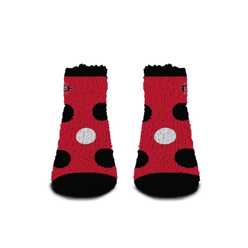 slide 2 of 3, NCAA San Diego State Aztecs Big Dot Fuzzy Sleep Soft Socks: Ankle Knit Polka Dot Design, 1 ct