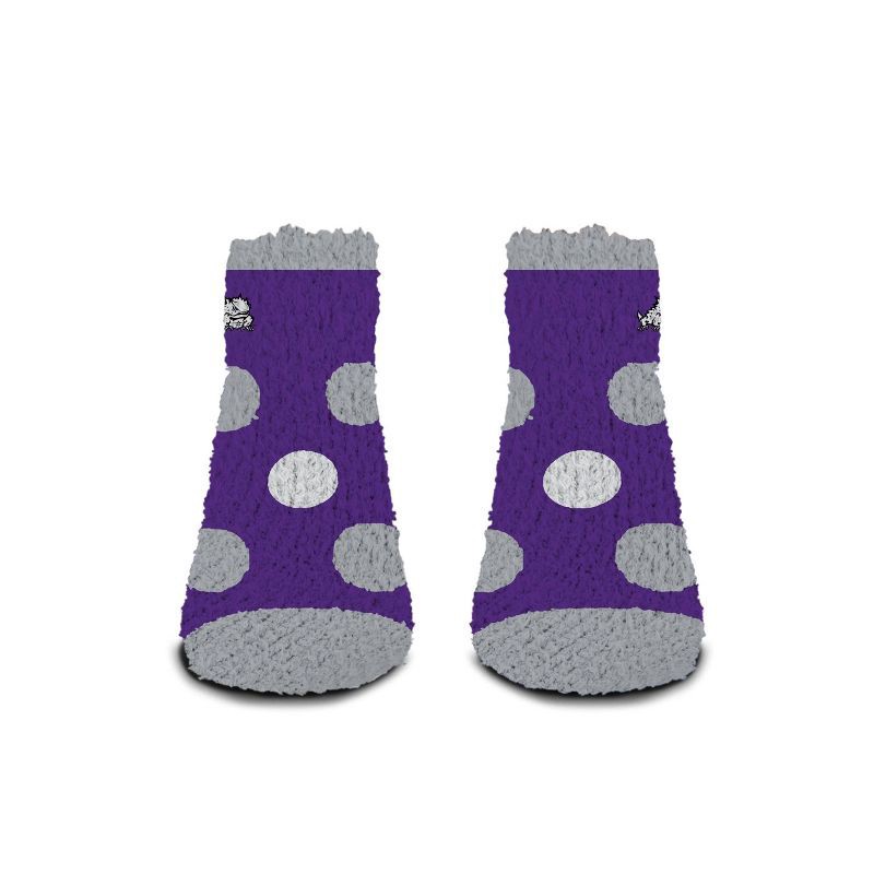 slide 3 of 3, NCAA Texas Christian Horned Frogs Big Dot Fuzzy Sleep Soft Socks: Polka Dot Knit Ankle, 1 ct