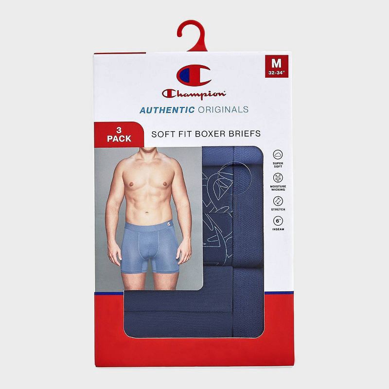 slide 2 of 5, Champion Men's Authentic Originals 3pk Wicking Boxer Briefs - Blue XL, 3 ct