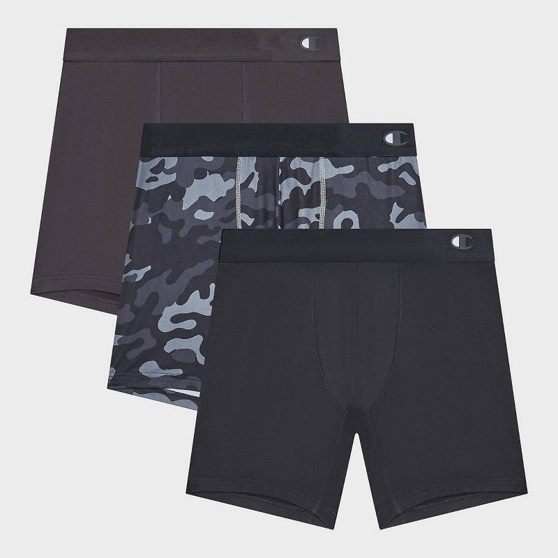 slide 4 of 5, Champion Men's Authentic Originals 3pk Wicking Boxer Briefs - Camouflage Black/Gray XXL, 3 ct