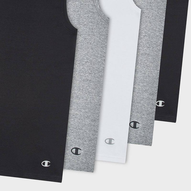 slide 5 of 5, Champion Men's Iconic Essentials 5pk Rib Tank Top Shirt - Black/Gray/White M, 5 ct