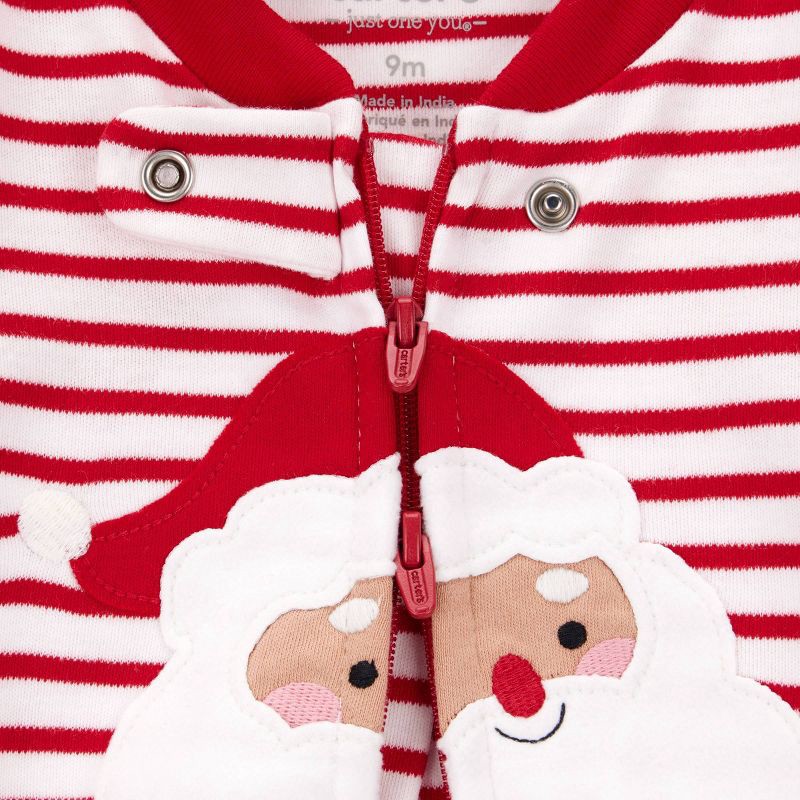slide 3 of 5, Carter's Just One You® Baby Christmas Striped Santa Claus Sleep N' Play with Hat - Red 6M, 1 ct
