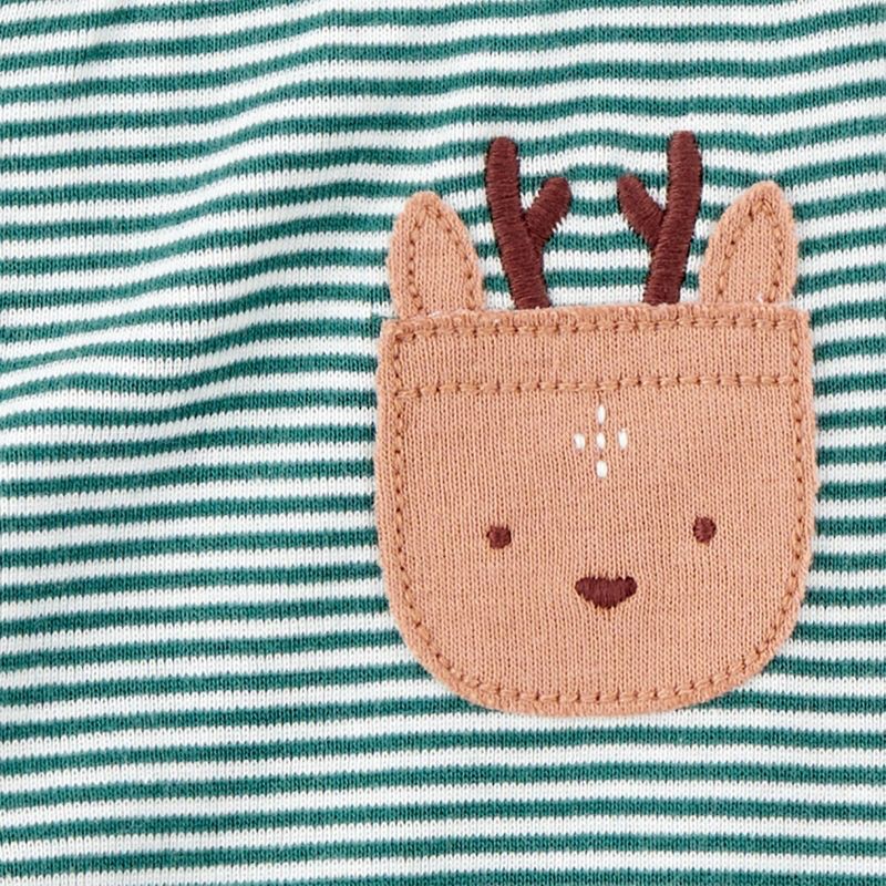 slide 3 of 4, Carter's Just One You® Baby 2pc Christmas Striped Reindeer Top and Bottom Set - Green 9M, 2 ct