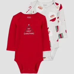 Carter's Just One You®️ Baby 2pk My First Christmas Bodysuit - Red/Gray 3M