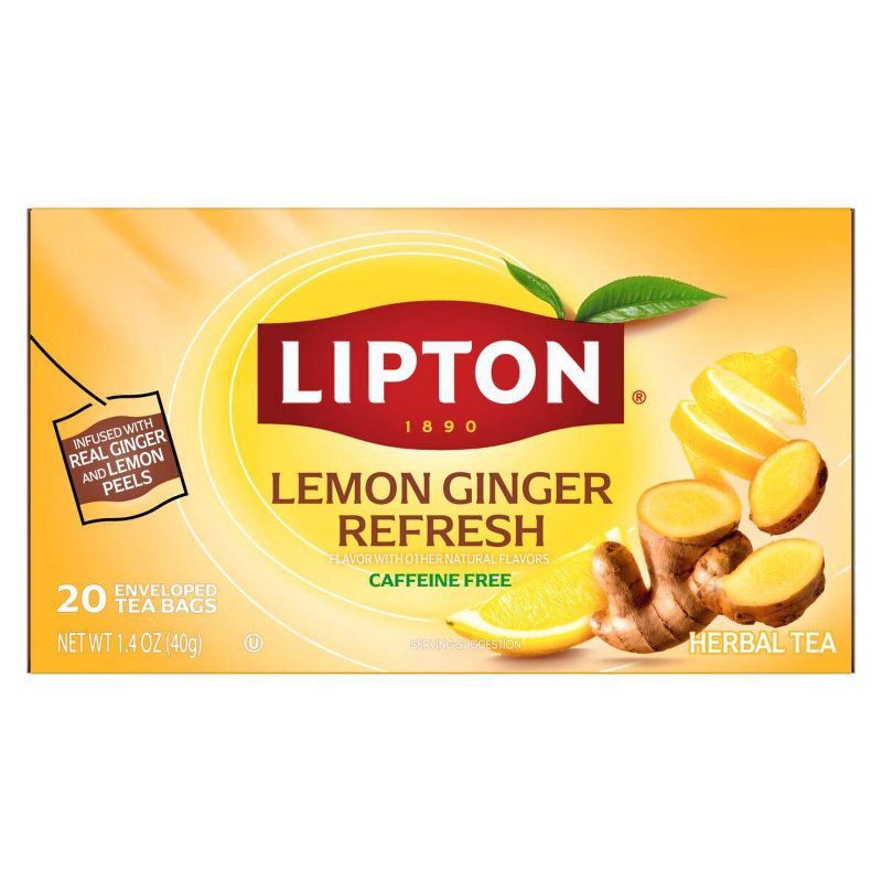slide 2 of 5, Lipton Lemon Ginger Herbal Tea Bags - 20ct, 20 ct