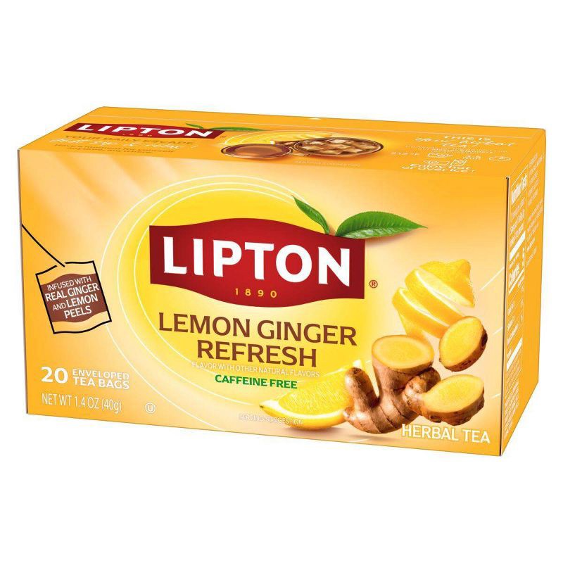 slide 3 of 5, Lipton Lemon Ginger Herbal Tea Bags - 20ct, 20 ct