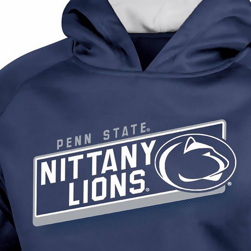 slide 3 of 3, NCAA Penn State Nittany Lions Boys' Gray Hooded Sweatshirt - M: Polyester Ribbed Cuffs & Hem, Fleece Pullover, 1 ct