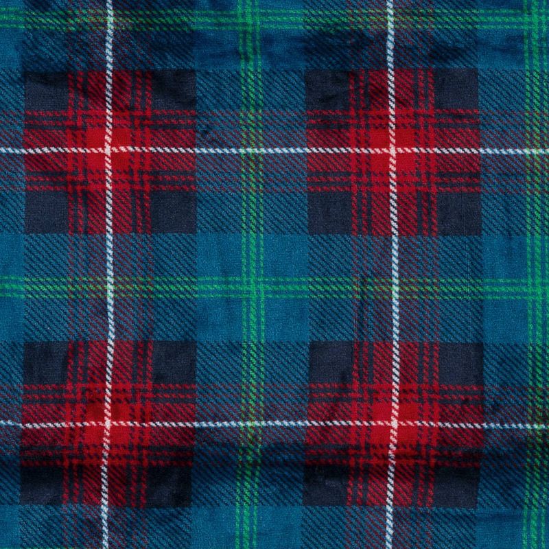 slide 5 of 5, Plaid Plush Throw Blanket with Faux Shearling Reverse Blue - Threshold™, 1 ct