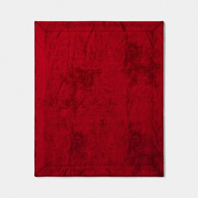 slide 3 of 5, Solid Plush Throw Blanket with Faux Shearling Reverse Red - Threshold™, 1 ct