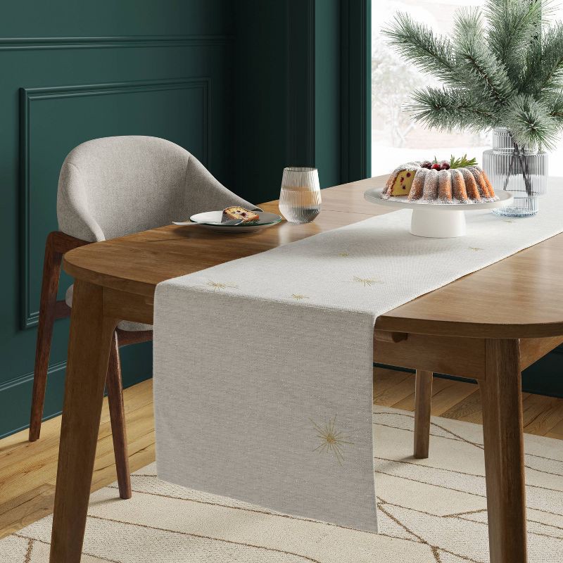 slide 2 of 3, 72"x14" Table Runner Silver and Gold - Threshold™, 1 ct