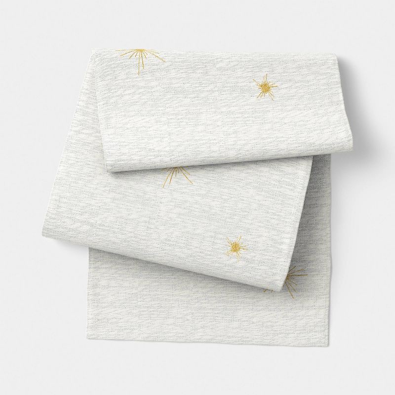 slide 1 of 3, 72"x14" Table Runner Silver and Gold - Threshold™, 1 ct