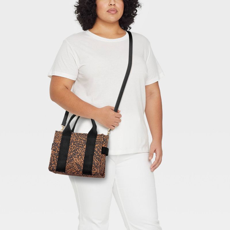 slide 2 of 5, Mini Boxy Leopard Print Tote Handbag - Universal Thread™ Black/Brown, 1 ct