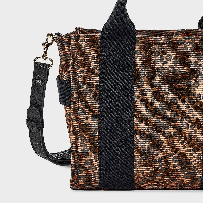 slide 5 of 5, Mini Boxy Leopard Print Tote Handbag - Universal Thread™ Black/Brown, 1 ct
