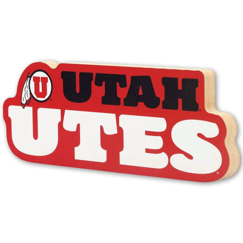 slide 3 of 4, NCAA Utah Utes Chunky Block Wood Wall Art, 1 ct