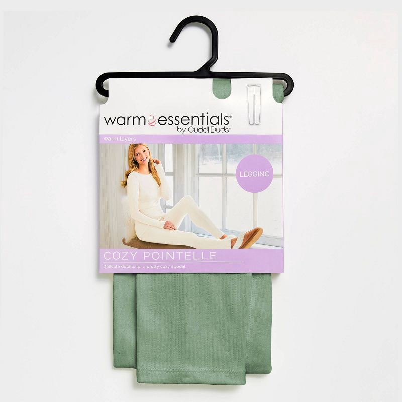 slide 4 of 5, Warm Essentials by Cuddl Duds Women's Pointelle Leggings - Sage Green L, 1 ct