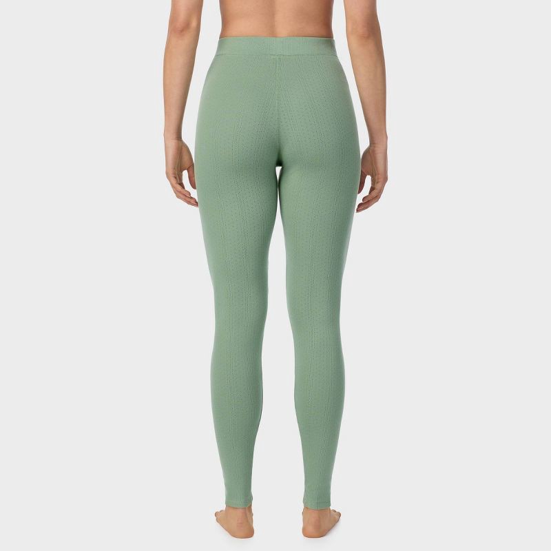 slide 2 of 5, Warm Essentials by Cuddl Duds Women's Pointelle Leggings - Sage Green XL, 1 ct