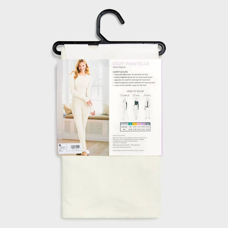 slide 7 of 7, Warm Essentials by Cuddl Duds Women's Pointelle Top - Ivory S, 1 ct