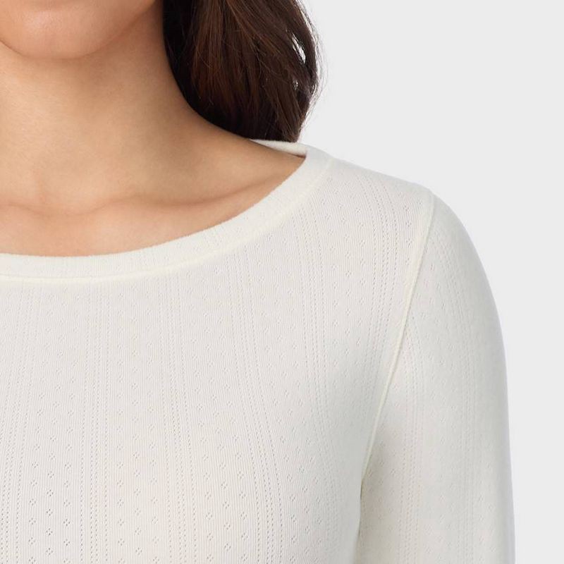 slide 5 of 7, Warm Essentials by Cuddl Duds Women's Pointelle Top - Ivory M, 1 ct