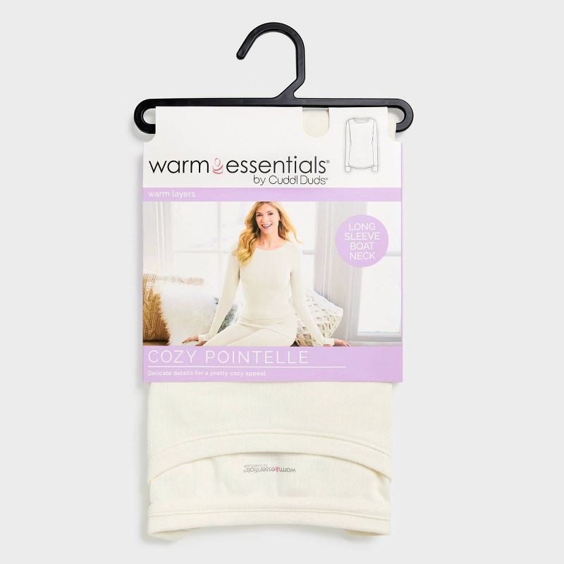 slide 6 of 7, Warm Essentials by Cuddl Duds Women's Pointelle Top - Ivory M, 1 ct