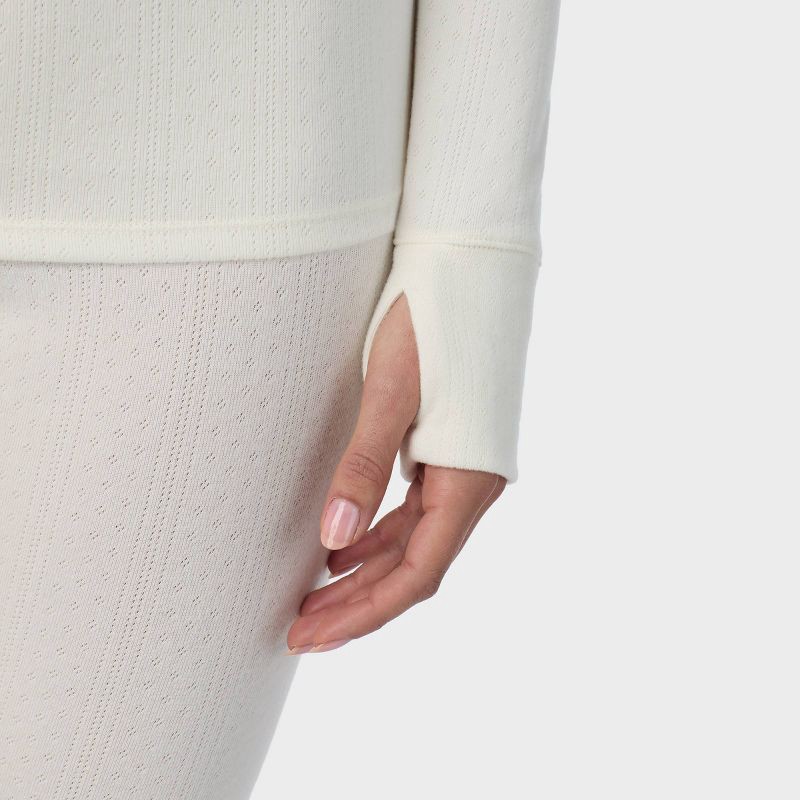 slide 4 of 7, Warm Essentials by Cuddl Duds Women's Pointelle Top - Ivory L, 1 ct