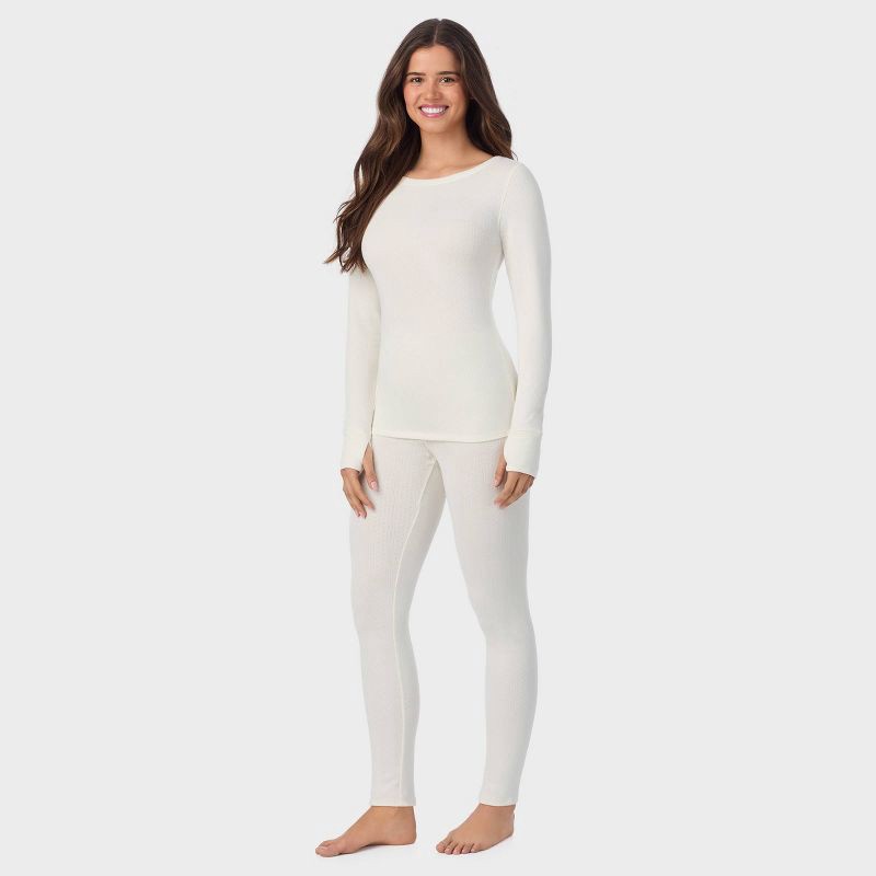 slide 3 of 7, Warm Essentials by Cuddl Duds Women's Pointelle Top - Ivory XL, 1 ct