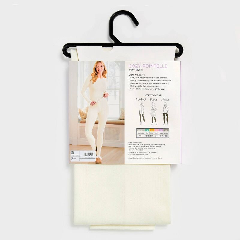 slide 5 of 5, Warm Essentials by Cuddl Duds Women's Pointelle Leggings - Ivory S, 1 ct