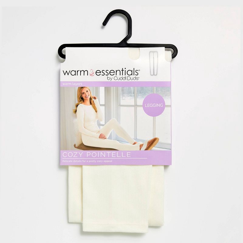 slide 4 of 5, Warm Essentials by Cuddl Duds Women's Pointelle Leggings - Ivory L, 1 ct