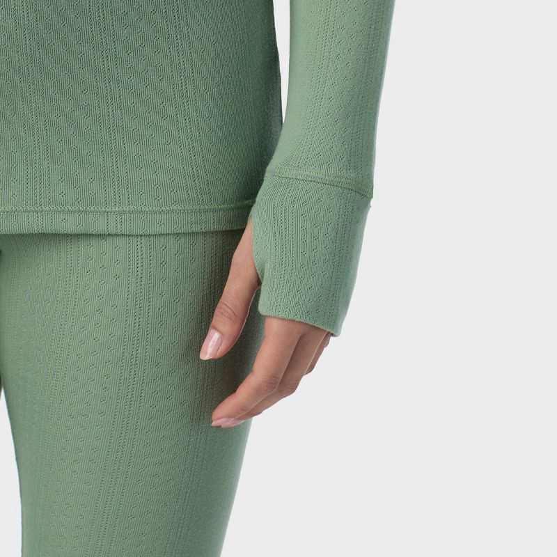 slide 4 of 7, Warm Essentials by Cuddl Duds Women's Pointelle Top - Sage Green S, 1 ct