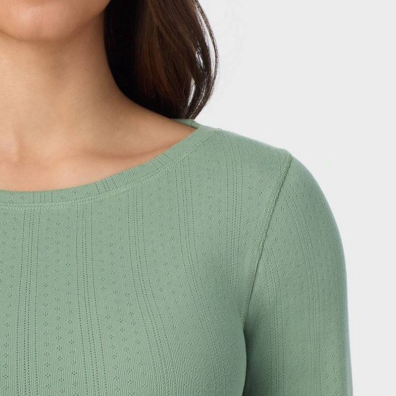 slide 5 of 7, Warm Essentials by Cuddl Duds Women's Pointelle Top - Sage Green M, 1 ct